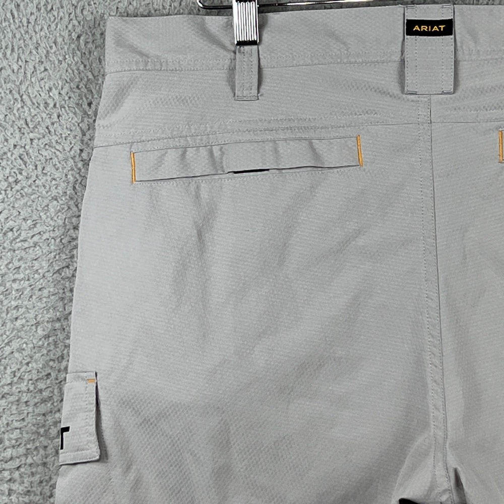 Ariat Rebar M5 Straight Mens Work Shorts Gray Size 34 Cargo Zipper Pocket - Picture 6 of 12